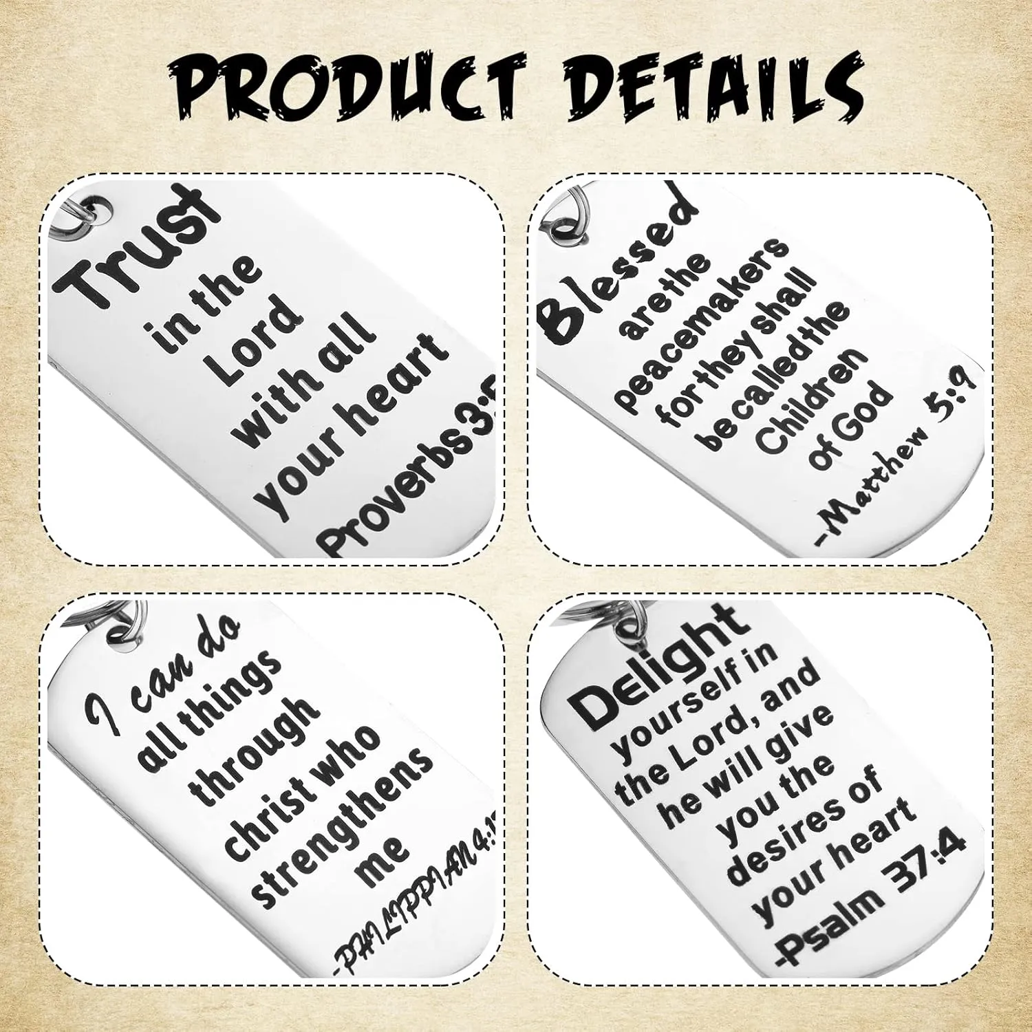 12 Pcs Christian Keychain Gifts Bible Verse Keychain Religious Cross Baptism Gift for Women Men Faith Inspirational Keychain