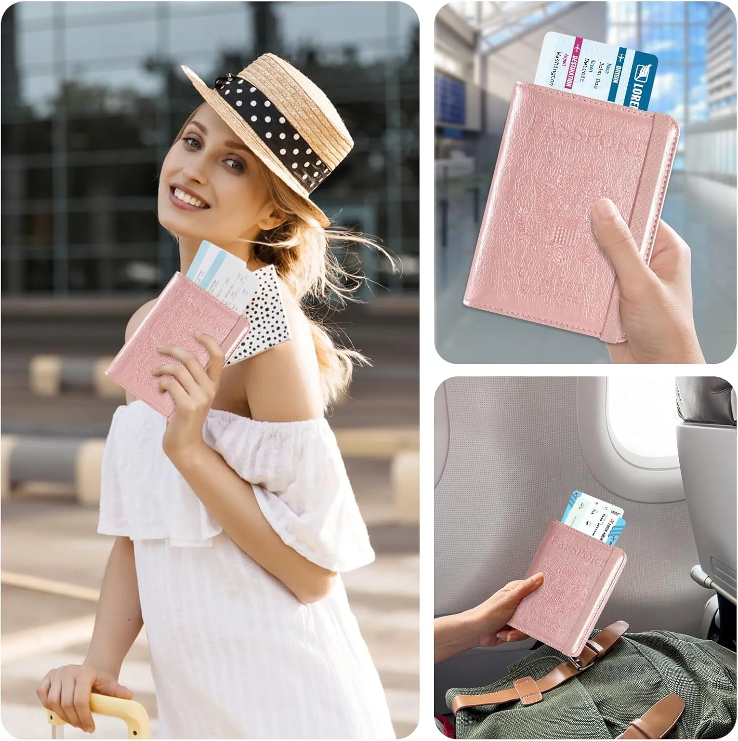 ACdream RFID Blocking Passport Holder Travel Wallet - Premium PU Leather Cover Passport Book with Card Holder, Pen Slot, Keep Organization, and Travel Essentials for Women and Men