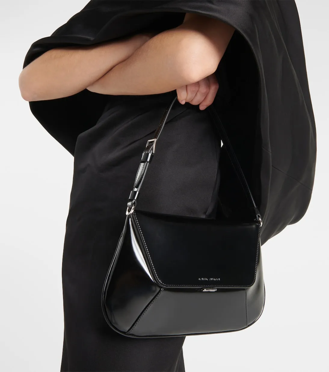 Ami Amina Muaddi leather shoulder bag, black
