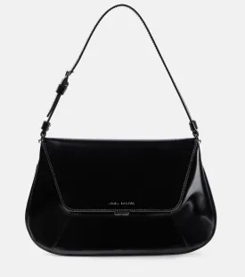 Ami Amina Muaddi leather shoulder bag, black