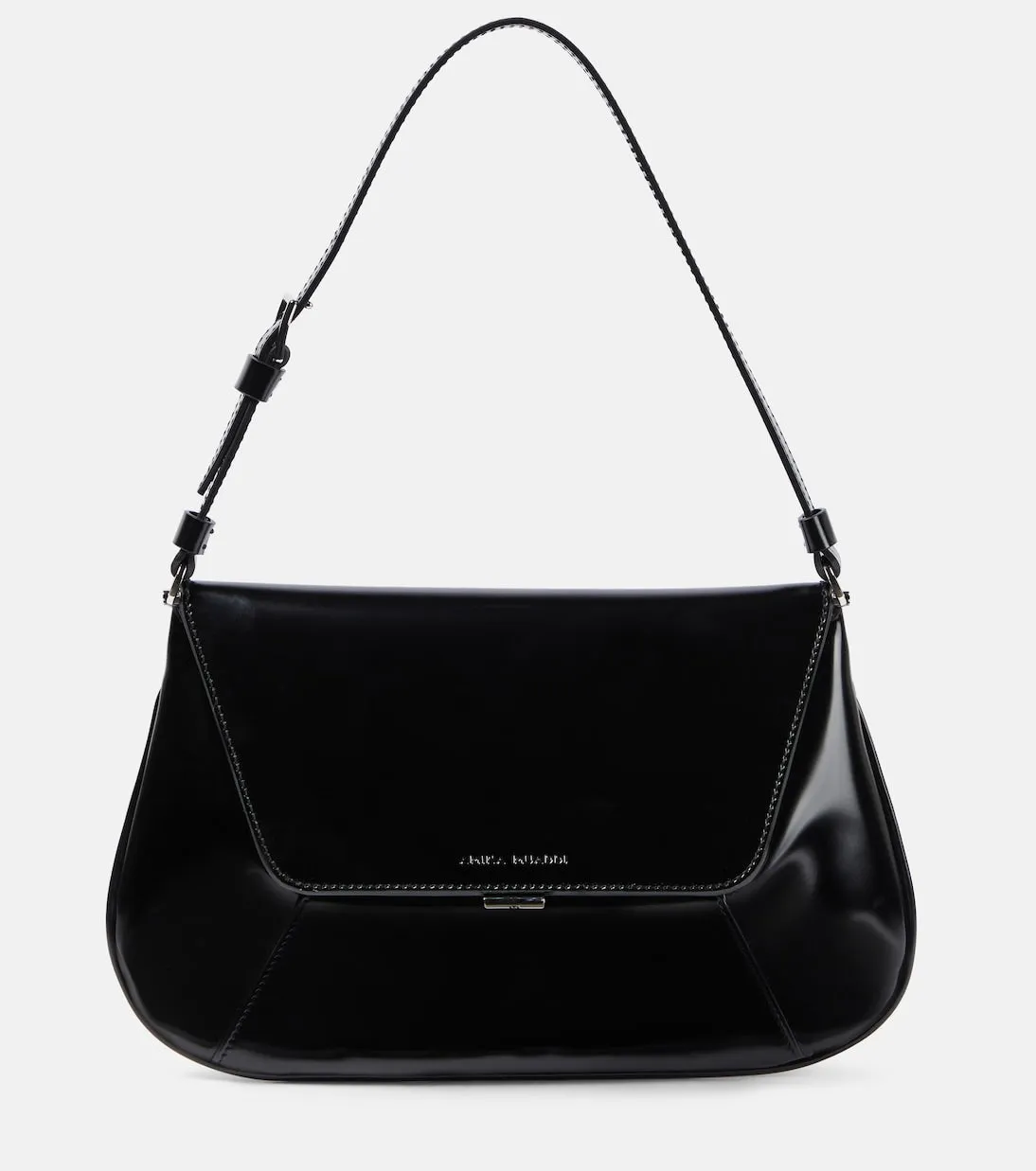 Ami Amina Muaddi leather shoulder bag, black
