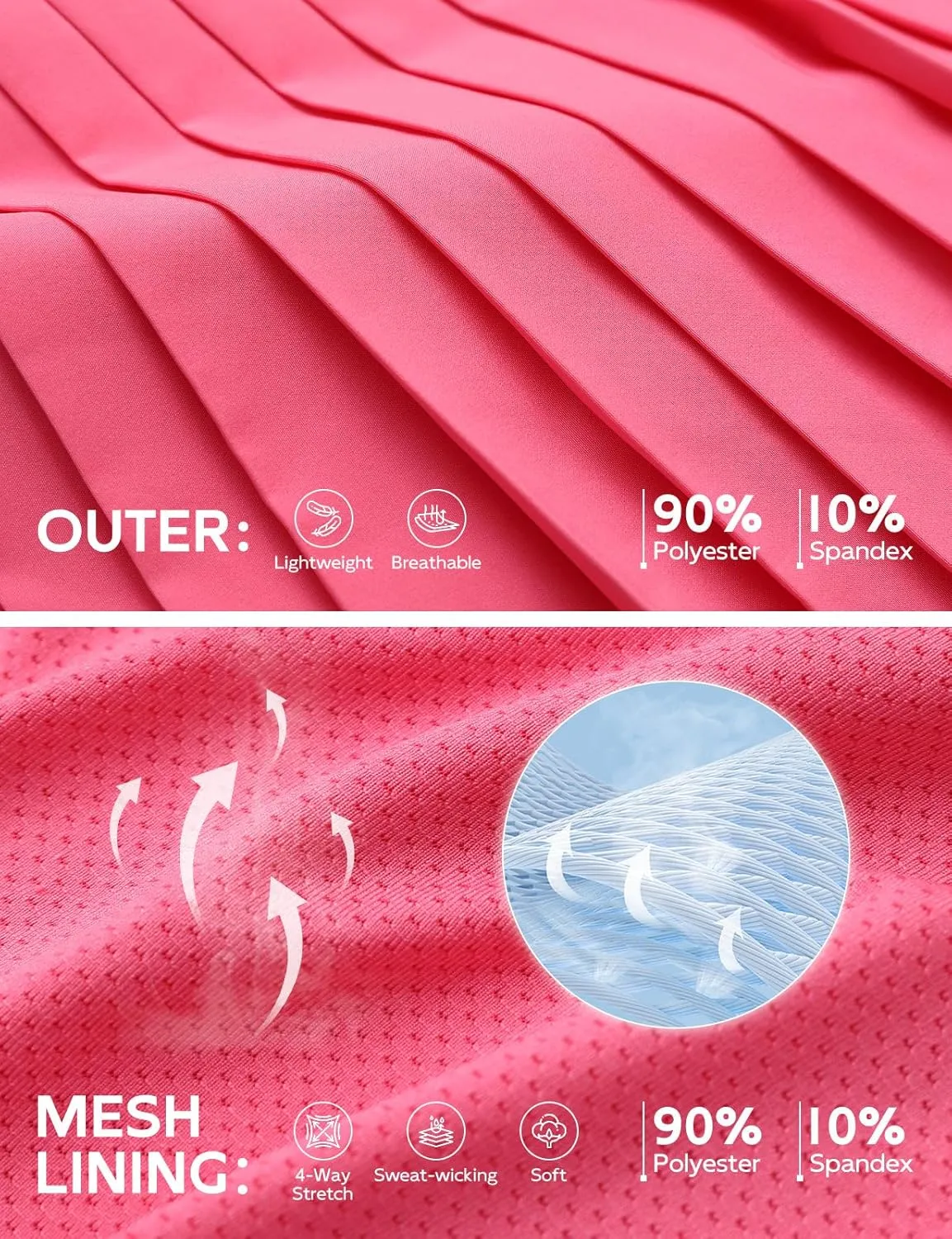 baleaf Pleated Tennis Skirt for Women with Shorts High Waisted Lightweight Athletic Golf Skort Skirts Zipper Pockets