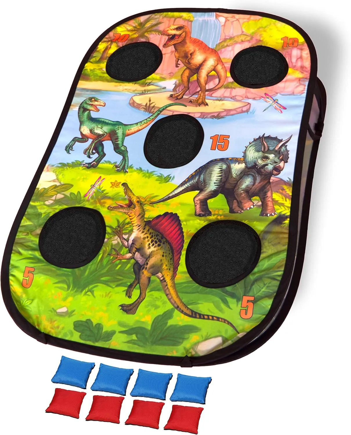Bean Bag Toss Set | One Double Sided 3' x 2' Foldable Target with Eight Bean Bags for Indoor and Outdoor Play | Kids Cornhole Game for Boys and Girls