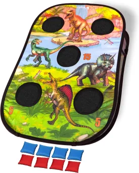 Bean Bag Toss Set | One Double Sided 3' x 2' Foldable Target with Eight Bean Bags for Indoor and Outdoor Play | Kids Cornhole Game for Boys and Girls
