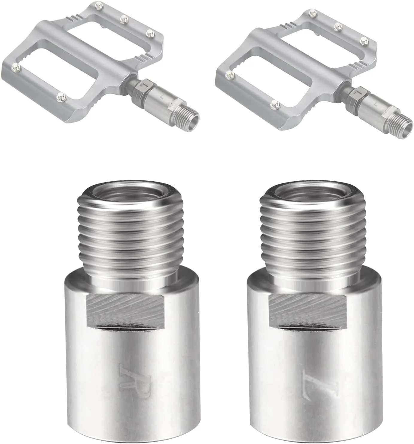 Bike Pedal Extenders by Sikawai - 1 Pair Chrome-Molybdenum Steel Bicycle Pedal Extender Heavy Duty Steel Bicycle Fit for Most of 9/16 in Threaded Pedals Bike SPD MT MTB BMX Road Street Bicycle