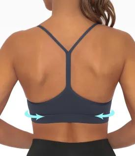 Comper Y Back Sports Bra for Women Low Impact Racerback Workout Bras Sexy Thin Straps Yoga Bras with Removable Pads