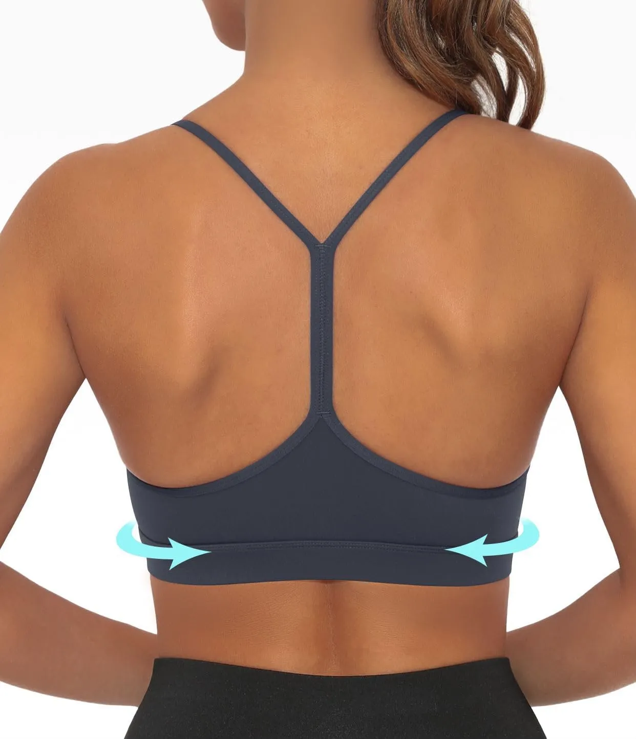 Comper Y Back Sports Bra for Women Low Impact Racerback Workout Bras Sexy Thin Straps Yoga Bras with Removable Pads