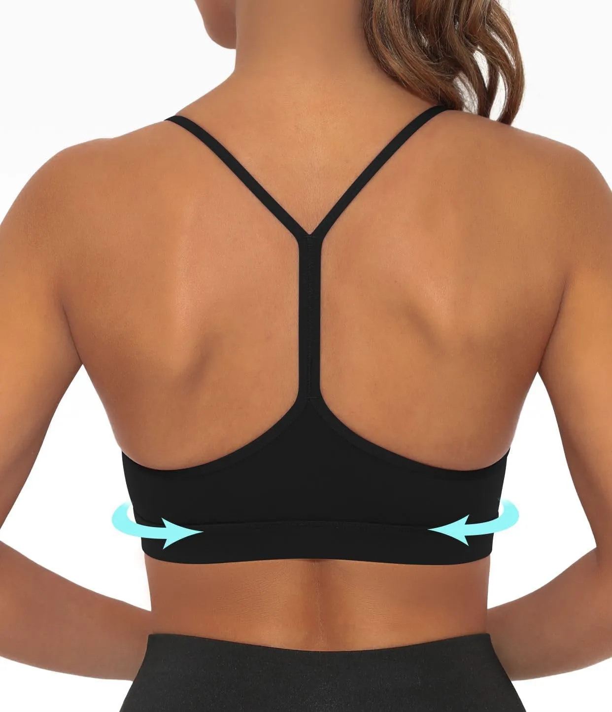 Comper Y Back Sports Bra for Women Low Impact Racerback Workout Bras Sexy Thin Straps Yoga Bras with Removable Pads