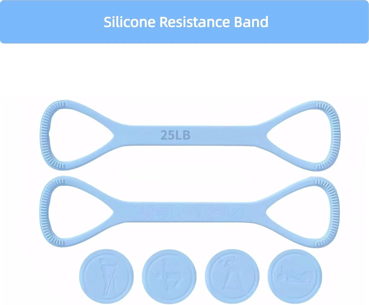 Figure 8 Resistance Band with Handles - 25lb Silicone Exercise Bands for Physical Therapy, Home Gym, Arm Back Shoulder Chest Workout - Portable Fitness Stretch Equipment for Women & Men