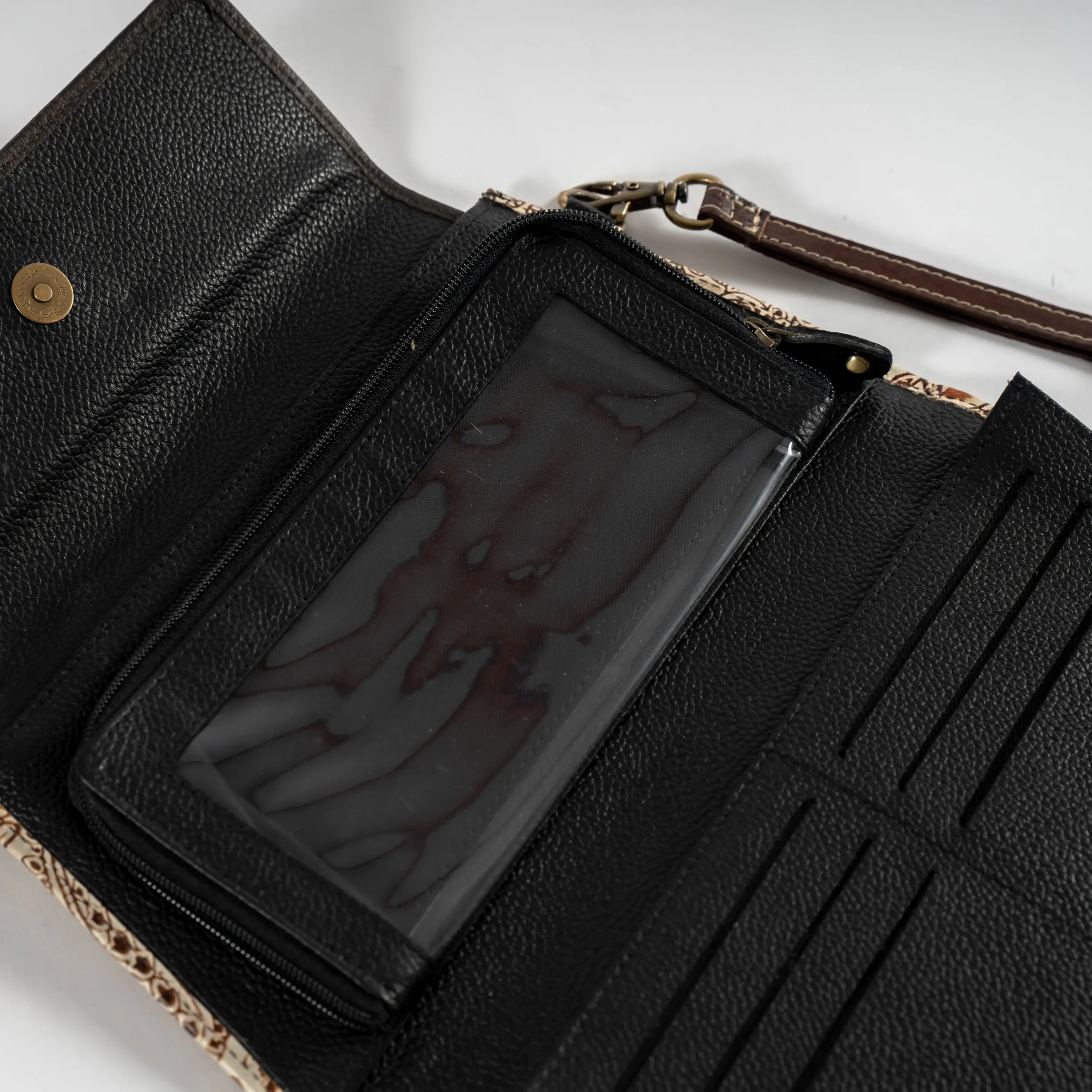 Folding Hand-Tooled Cowhide Wallet