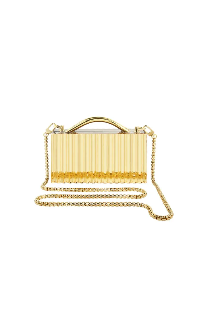 L'afshar Philo Gold Mirrior Clutch
