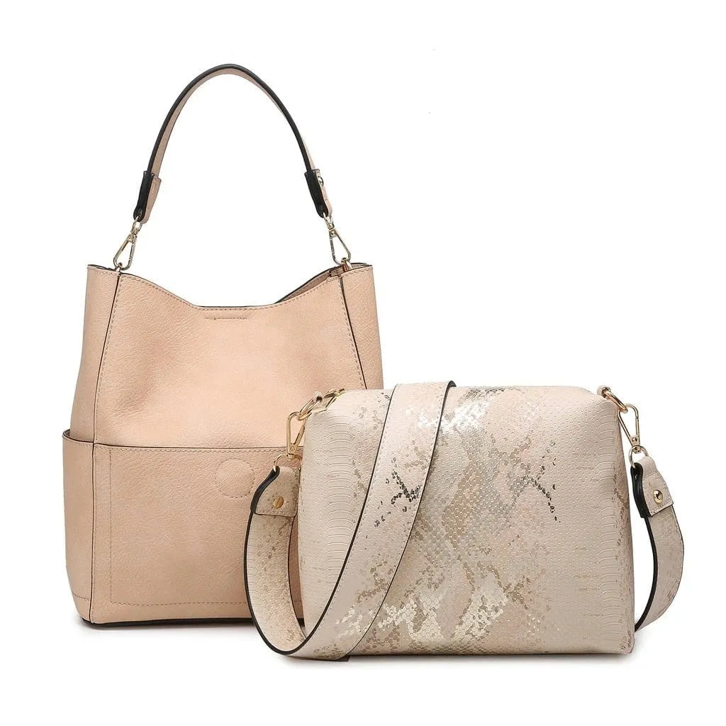 M1714 Abby 2-in-1 Bucket Bag w/ Animal Print Guitar Strap