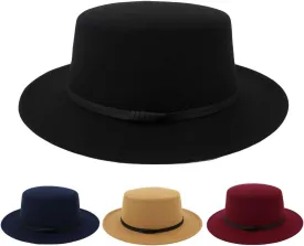 Men Women Vintage Wide Hat with Belt Buckle Adjustable Hats Fedora Hat Wide Brim Hats Fedora Hats for Women