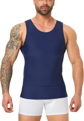 Mens Body Shaper, Compression Shapewear Vest Slimming Undershirt Tank Top, Tummy Control Chest, Hide Gynecomastia