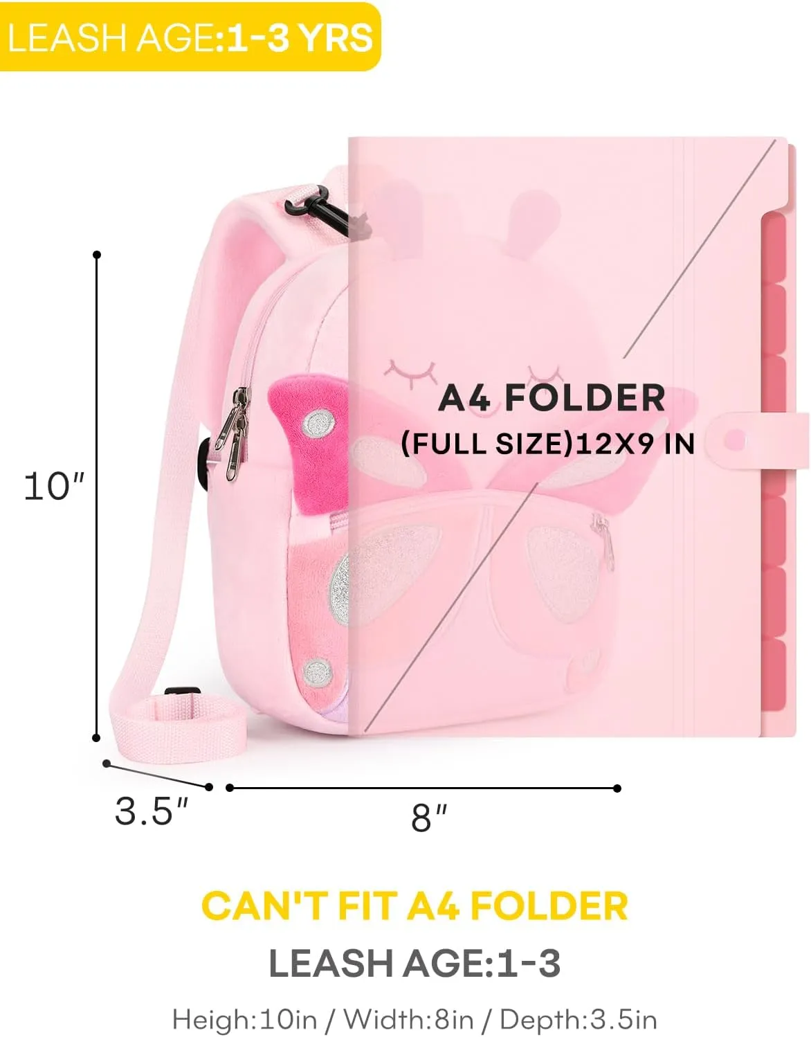 mibasies Toddler Backpacks for Girls 2-4: Plush Backpack -3D Animal Cartoon Mini Travel Bag -10 inch Toddler Backpack Leash