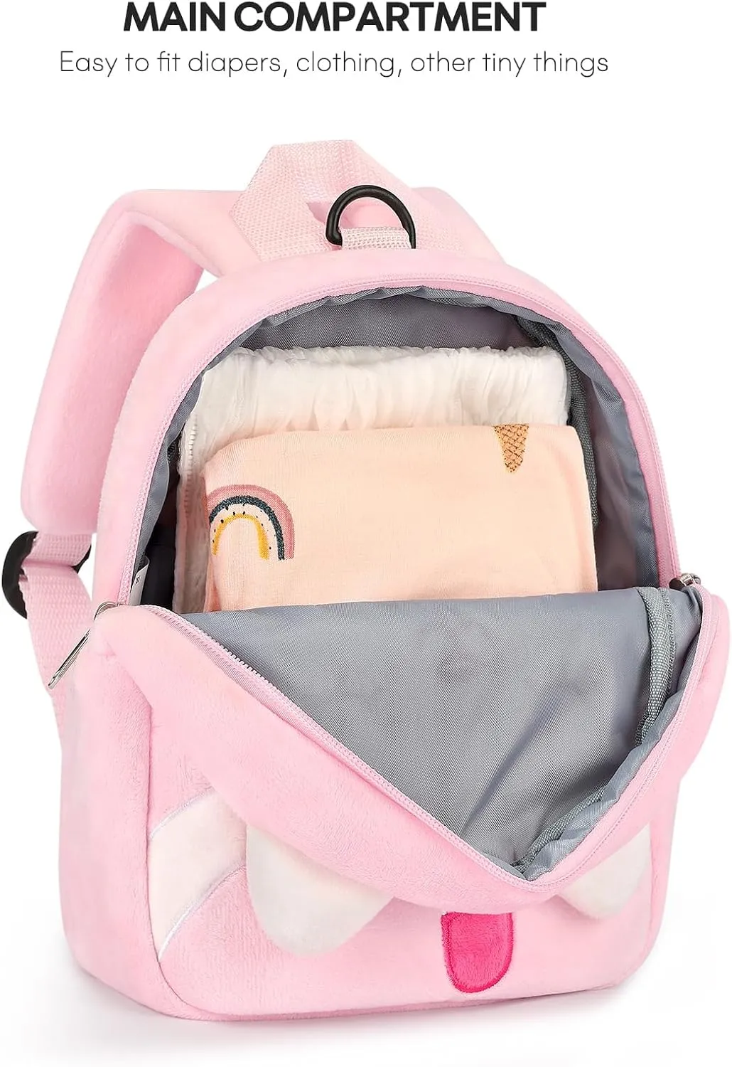 mibasies Toddler Backpacks for Girls 2-4: Plush Backpack -3D Animal Cartoon Mini Travel Bag -10 inch Toddler Backpack Leash