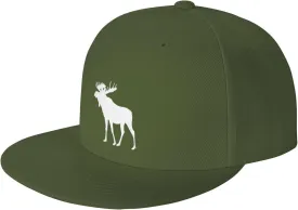Moose Flat Bill Hat Unisex Fashion Adjustable Flat Brim Hat Black