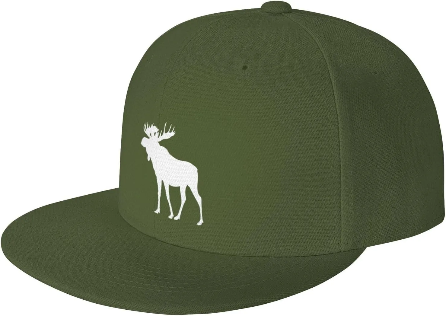 Moose Flat Bill Hat Unisex Fashion Adjustable Flat Brim Hat Black