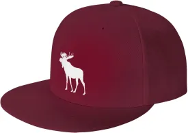 Moose Flat Bill Hat Unisex Fashion Adjustable Flat Brim Hat Black