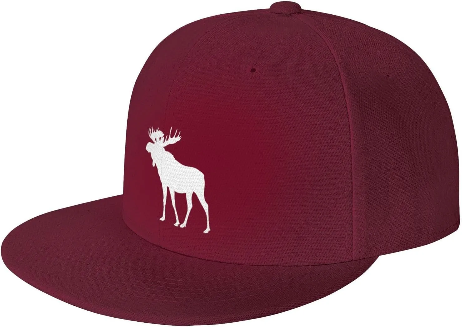 Moose Flat Bill Hat Unisex Fashion Adjustable Flat Brim Hat Black