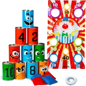 New-Bounce Bean Bag Can Toss Games - Carnival Outdoor Games for Kids and Adults - 2 in 1 Family Party Game Set Multicolored