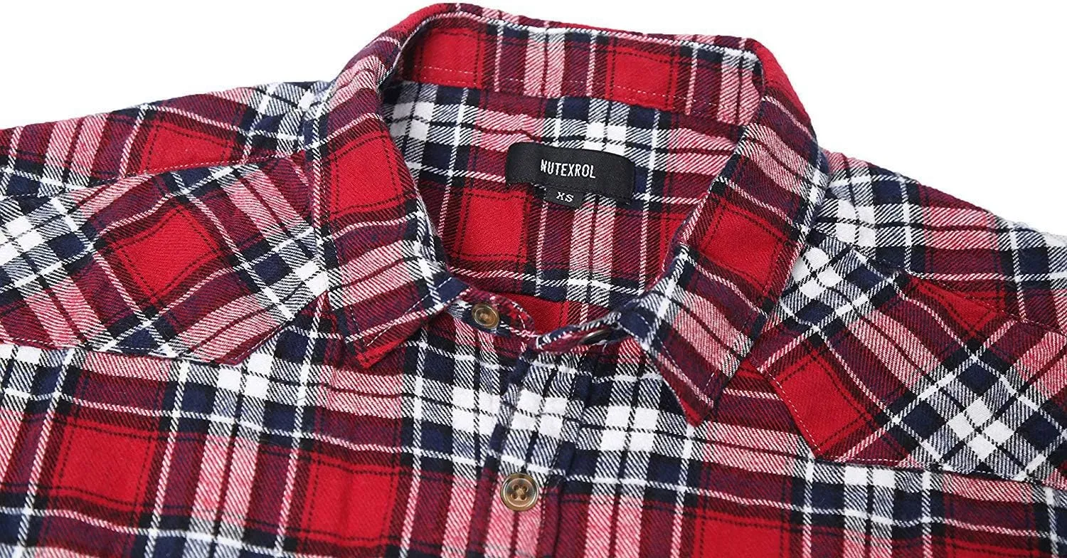 NUTEXROL Men's Casual Flannel Plaid Shirt Sleeveless Plus Size Vest
