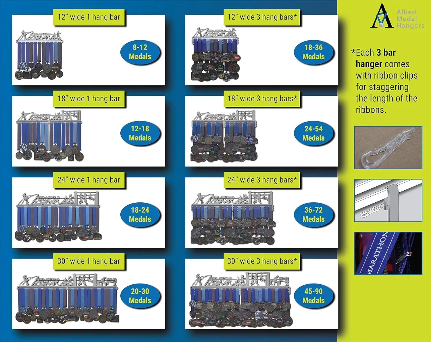 Obstacle Course (12" Wide with 1 Hang bar) - Medal Hanger Holder Display Rack - Multiple Variations Offered!