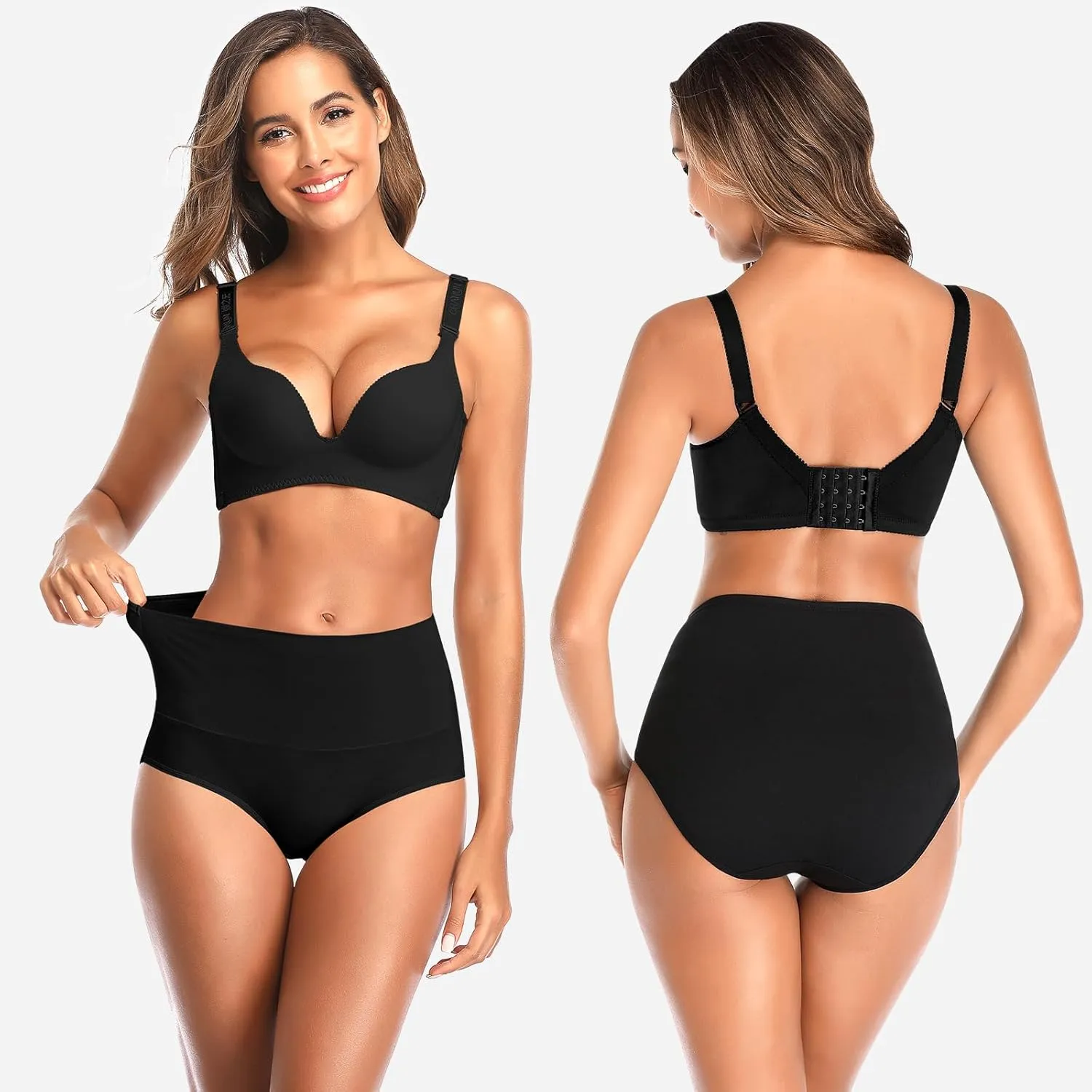 OLIKEME High Waisted Underwear for Women Cotton Slight Tummy Control Panties Postpartum Soft Full Coverage Briefs 5 Pack