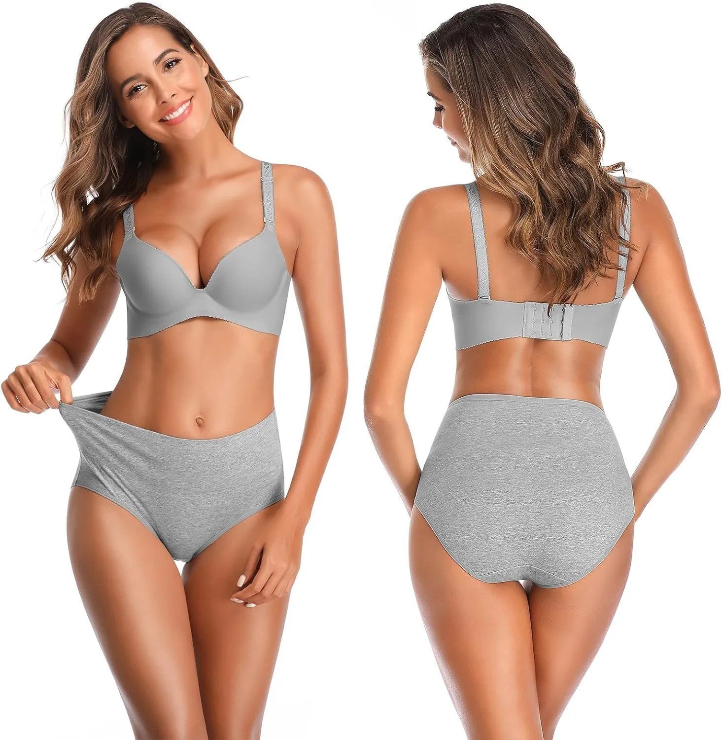 OLIKEME High Waisted Underwear for Women Cotton Slight Tummy Control Panties Postpartum Soft Full Coverage Briefs 5 Pack