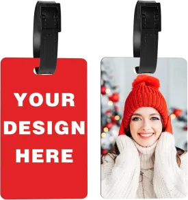 Personalized Luggage Tags for Suitcase Bulk Custom Luggage Name Tags Identifiers with Photo Text Logo Customized Travel Golf Bag Tags with Strap for Women Men
