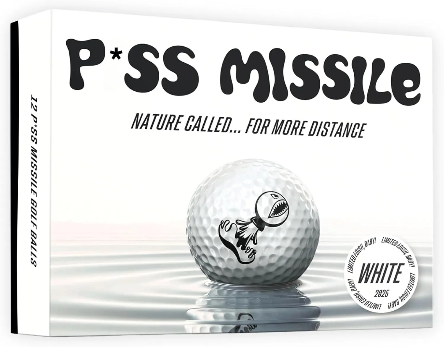 P*ss Missile Distance Golf Balls - 4-Piece Design, Surlyn Cover, High Compression Core - Lower Spin, Better Trajectory for Longer, Straighter Shots