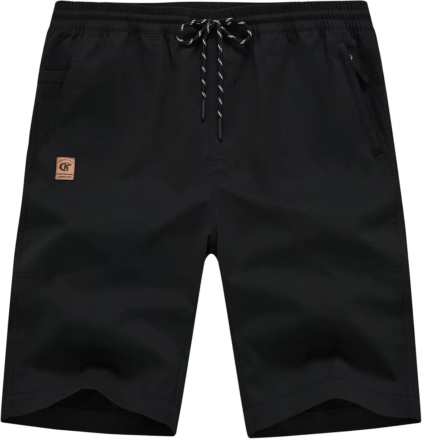 QPNGRP Men's Stretch Waist Casual Shorts with 5 Pockets Include 1 Zipper Pocket