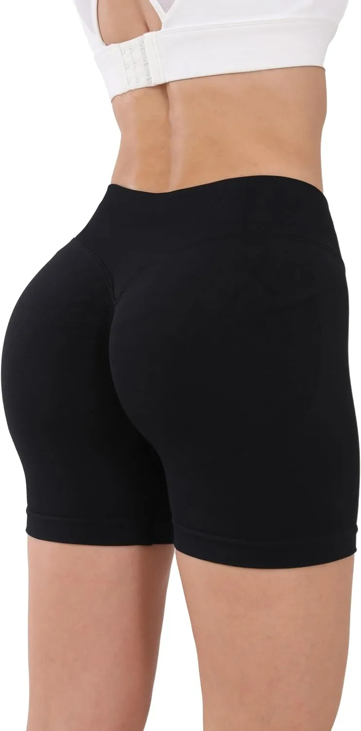 STUNNY Women Workout Impact Shorts Gym Shorts Scrunch Butt Lifting Seamless Shorts Waisted Contour