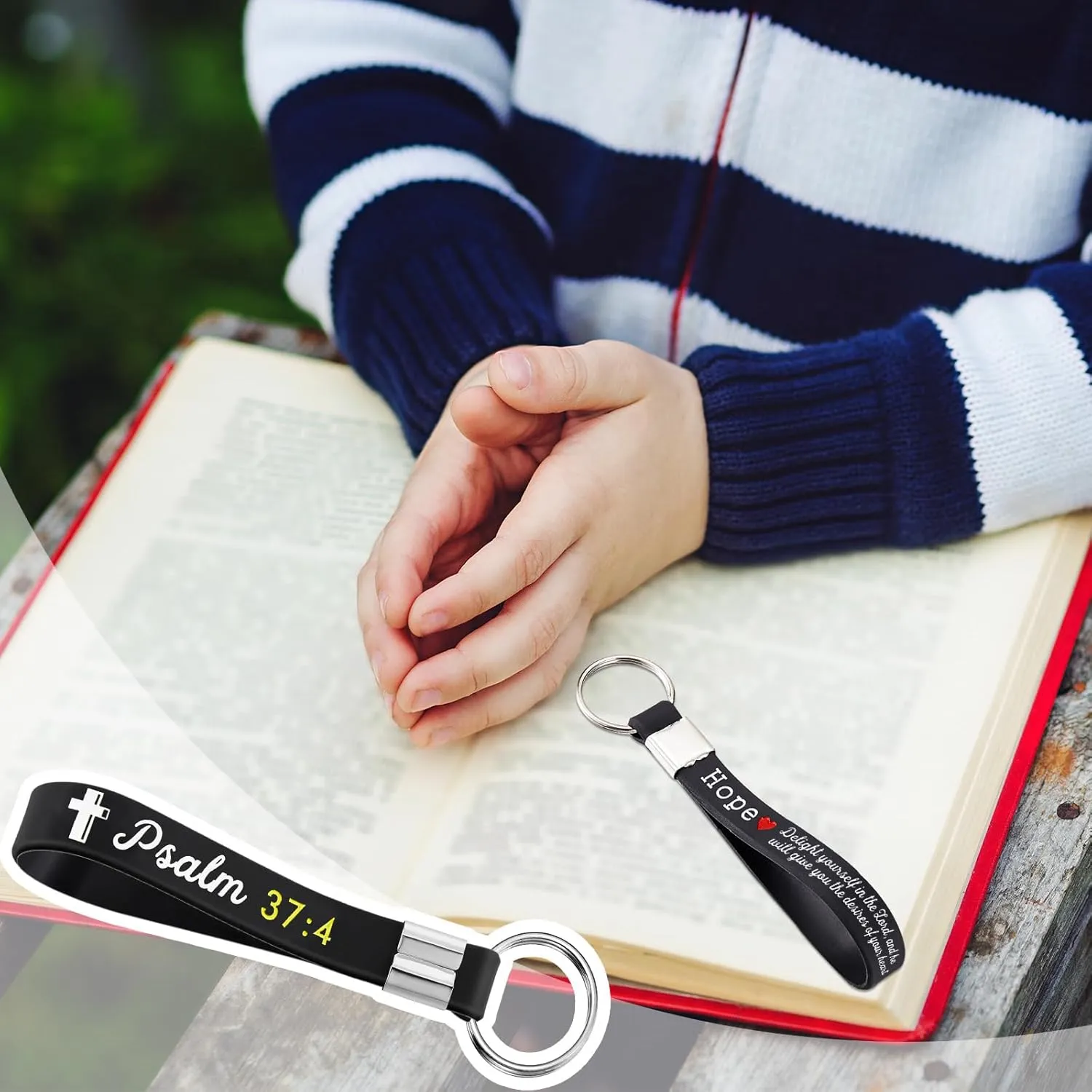 Sureio Father's Day Christian Bible Keychains with Scripture Inspirational Religious Keychains Verses Church Gift