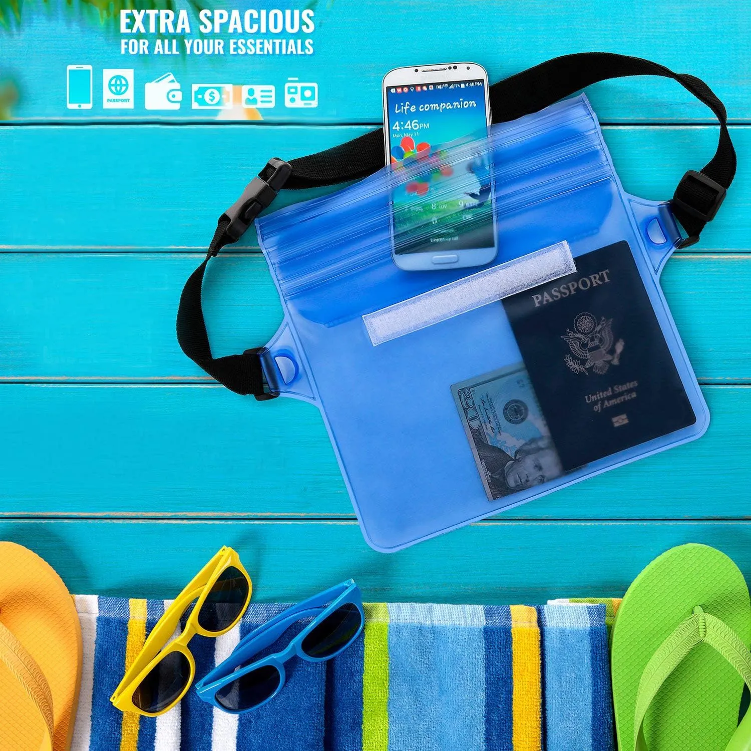 Waterproof Bags with Waist Shoulder Strap Best Dry Pouch Case to Keep Phone and Valuables Dry and Safe Perfect for Boating Swimming Snorkeling Kayaking Beach Water Parks