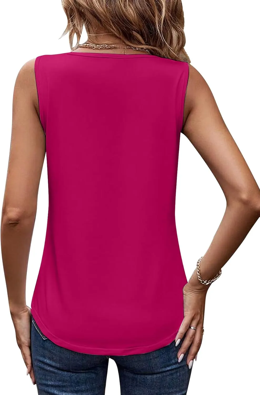 Womens Summer Tank Tops V Neck Sleeveless Loose Fit Summer Casual T-Shirts Blouses