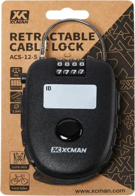 XCMAN Snowboard Lock with 30inch Ski Lock, Ski Locks Cable Retractable, Snowboard Lock Cable,Bike Locks and Suitcases,Secure 4-Digit
